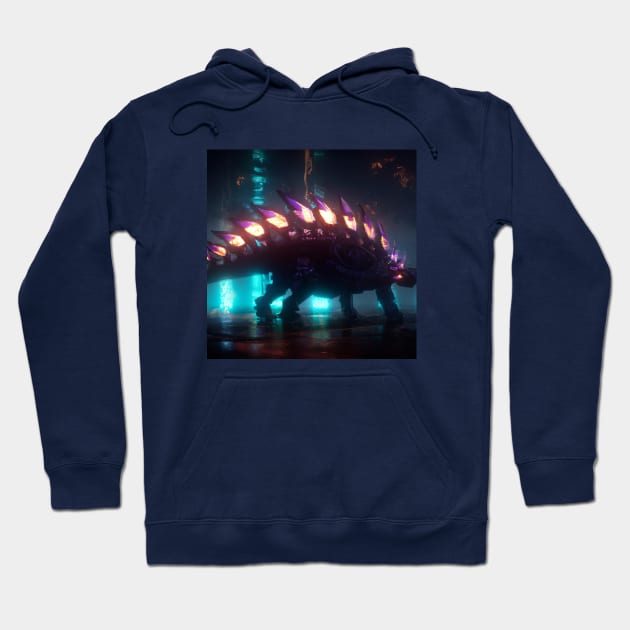 Futuristic Cyberpunk Stegosaurus Hoodie by Star Scrunch